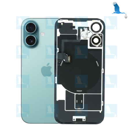 iPhone 16 - Vitre de protection arrière + plaque métallique+ NFC flex + aimants - Vert (Teal) - iPhone 16