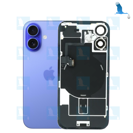 iPhone 16+ / Batterieabdeckungsglas + Metallplatte + NFC flex + Magnete – Blau  (ultramarine) – iPhone 16 Plus