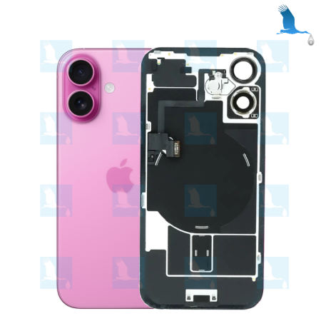 iPhone 16+ / Batterieabdeckungsglas + Metallplatte + NFC flex + Magnete – Rosa – iPhone 16 Plus