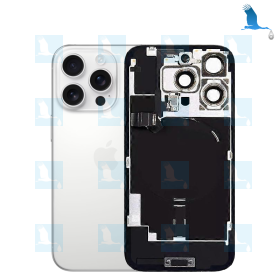 iPhone 16 Pro Max - Batterieabdeckungsglas + Metallplatte + NFC flex + Magnete – Weiss (White Titanium) – iPhone 16 Pro Max