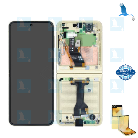 Z Flip 6 - LCD + Touch + Frame - GH82-35014B - Gelb -Service pack - Samsung Z Flip 6 (F741B)