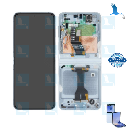 Z Flip 6 - LCD + Touch + Frame - GH82-35014C - Blau -Service pack - Samsung Z Flip 6 (F741B)