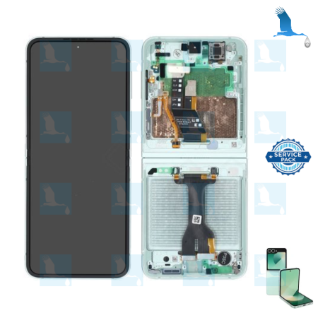 Z Flip 6 - LCD + Touch + Frame - GH82-35014D - Grün (mint) -Service pack - Samsung Z Flip 6 (F741B)