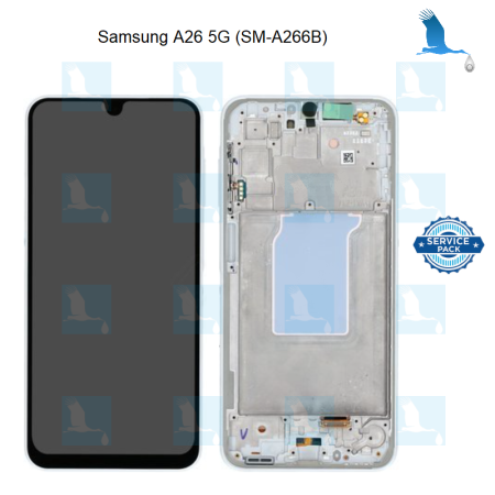 A26  - LCD + Touch + Frame - GH82-37049B - White (silver) - Service pack - Samsung Galaxy A26 5G (SM-A266B)