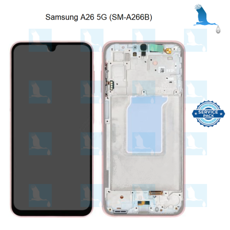 A26  - LCD + Touch + Frame - GH82-37049D - Peach Pink - Service pack - Samsung Galaxy A26 5G (SM-A266B)