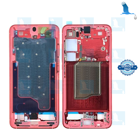 S25 - LCD + Touch + Frame - Coral Red - GH82-36329G - service pack - Samsung Galaxy S25 (SM-S931B)