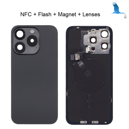 iPhone 15 Pro - Cover batteria - Nero (Titanium Black) - (obiettivo, supporto metallico, magnete, NFC, flash) - iPhone 15 Pro