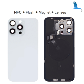 iPhone 15 Pro - Cover batteria - Bianco (Titanium White) - (Obiettivo, supporto metallico, magnete, NFC) - iPhone 15 Pro