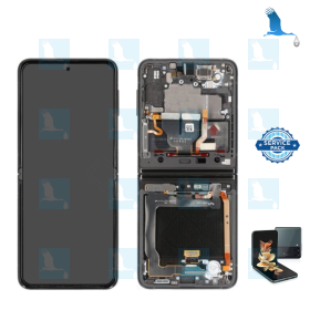 LCD + Touch + Frame - service pack - GH82-27243A - Nero (Phantom Black) - Galaxy Z Flip 3 (F711B)