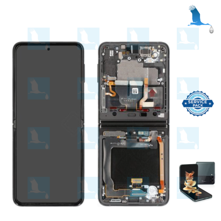 LCD + Touch + Frame - service pack - GH82-27243A - Noir (Phantom Black) - Galaxy Z Flip 3 (F711B)