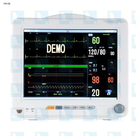 VM12B - multi-parameter monitor, ECG, SPO2, NIBP, RESP, TEMP, HR/PR, ETCO2, IBP