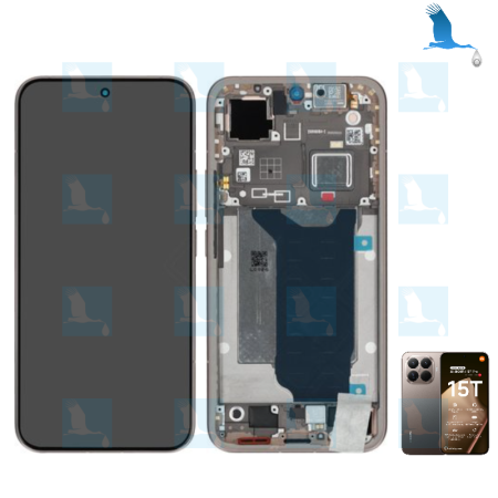 15T Pro 5G - LCD + Touch + Frame - service pack  - Gold (Mocha Gold) - 5600060O12U00 - Xiaomi 15T Pro 5G (2506BPN68G)