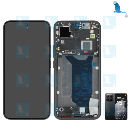 15T Pro 5G - LCD + Touch + Frame - service pack  - Nero - 5600040O12U00 - Xiaomi 15T Pro 5G (2506BPN68G)