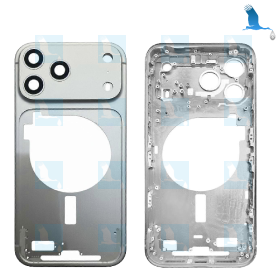 iPhone 17 Pro Max - Argento (Silver) - Telaio principale (telaio centrale) + tasti laterali + alloggiamento SIM